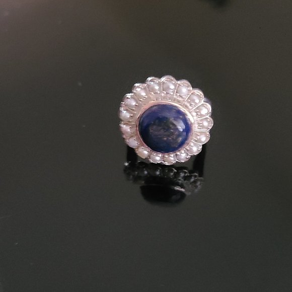 Lapis Lazuli Ring size 8 Sterling Silver -Vintage style jewelry-Wedding - Picture 2 of 4